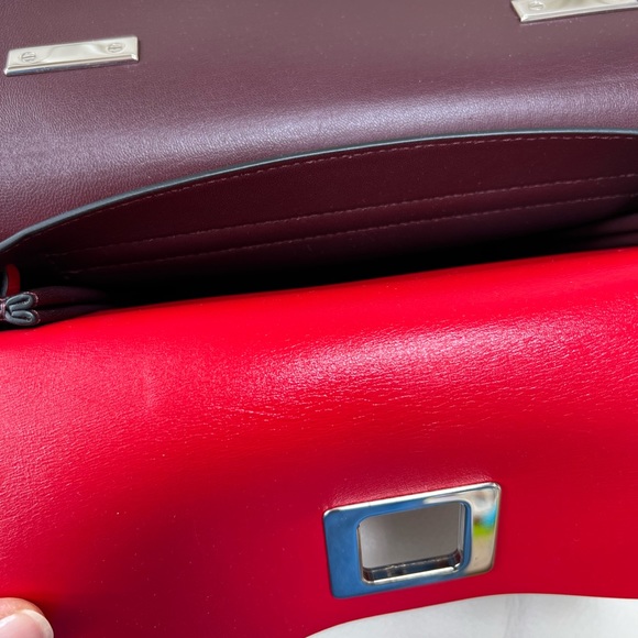 New Valentino LOVE V Ring Lipstick Red Leather Shoulder Bag Sold Out - Picture 10 of 13